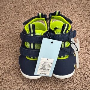 Cat & Jack Navy and Bright Green Kids Shoes
